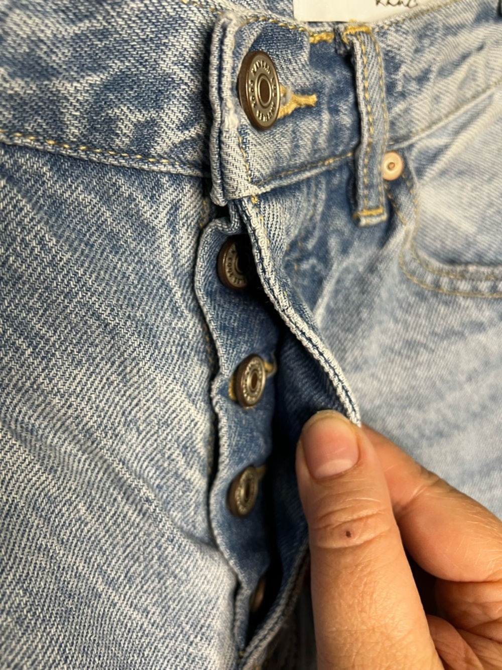 Kancan Maryville High Rise Tie Back 90’s  Flare Button Fly Raw Hem Denim Jeans - Picture 9 of 16